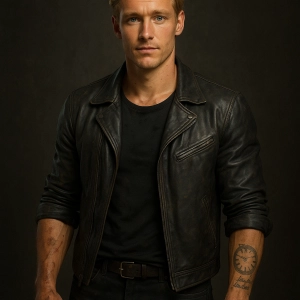 Logan “Blue” Carter, personnage IA fascinant pour lancer votre aventure narrative.